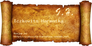Iczkovits Harmatka névjegykártya
